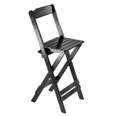 Imagem de CADEIRA BISTRO DE MADEIRA DOBRAVEL BALCAO COPA BAR cadeiras dobráveis para Balcão, Varanda e Área de Churrasco - Confortável e Portátil(PRETO)