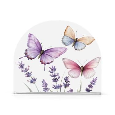 Imagem de Qilmy Porta-guardanapos de lavanda e borboleta para mesas – Porta-guardanapos para cozinha, porta-guardanapos de mesa, porta-guardanapos de coquetel, porta-guardanapos de papel178