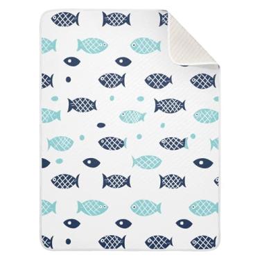 Imagem de xigua Cobertor de algodão com estampa de peixe para bebês, cobertor leve e macio para recepção e cobertor para berço, carrinho de bebê, cobertores de berçário, 76 x 101 cm