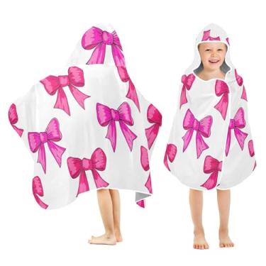 Imagem de Burbuja Toalha de banho rosa rosa com capuz para crianças, toalha de praia de pelúcia macia absorvente para meninas e meninos 3-10 anos, 61 x 127 cm