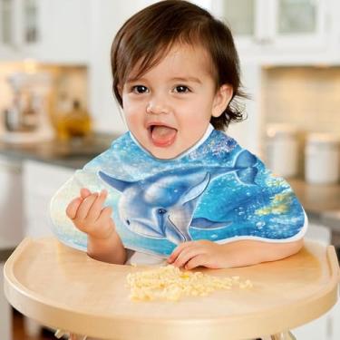 Imagem de CEBUGI Panos para Arrotar Musselina para Bebês 56 x 28 cm Toalhas de Bebê Absorventes Macio Desenhos Animados Golfinho Algodão Arrotar Trapos para Bebês Meninos e Meninas 1 Pacote