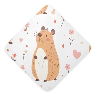 Imagem de STAYTOP Lindas toalhas de bebê capivara musselina com capuz, toalha de banho super macia, toalhas de banho absorventes para banho de recém-nascido unissex 76 x 76 cm