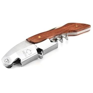 Imagem de Abridor de vinho saca-rolhas com cortador de alumínio para garrafas de vinho, dobradiças manuais chave de vinho para garçons, garçons, bartenders e uso doméstico