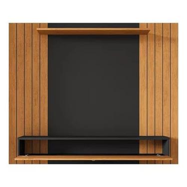 Imagem de Painel para Tv Ripado até 42 polegadas Berlim Com Gaveta Amplo Espaço painel para tv(PRETO/NATURE)