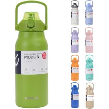 Imagem de Garrafa Térmica De Viagem Inox 1700ml Água Com Canudo (verde)
