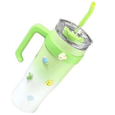Imagem de copo térmico com alça 1200ml com isolamento térmico de aço inox de grande capacidade(gradiente VERDE)