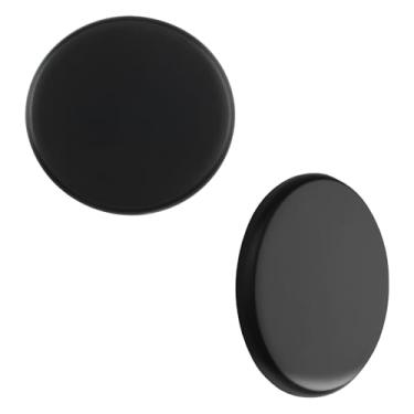 Imagem de UFURMATE 2 peças de placa de parede em branco, placa de plástico sem parafusos, placa de cobertura redonda durável, placas de parede de plástico autoadesivas para furos (preto, 90 mm)