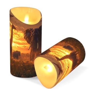 Imagem de ATTX Pacote com 2 velas sem chama de animais selvagens – 7,6 cm x 9,9 cm de LED com controle remoto e temporizador para casa, casamento, decoração de acampamento #644