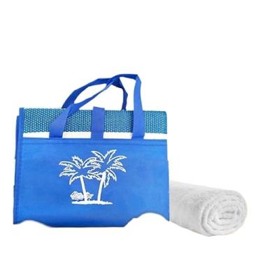 Imagem de Esteira De Praia Dobravél Com Alça de Bolsa Férias Verão Piquenique 170 * 90cm(Azul)