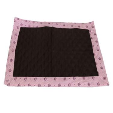 Imagem de Tapete Higiênico Impermeável para Pet, Marrom Escuro, Reutilizável e Lavável, Base Matelada com 3 Camadas, Microfibra com Bordas Estampadas (Rosa Realeza, Grande)