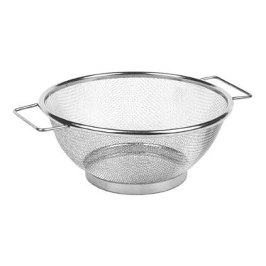 Imagem de Escorredor Inox Macarrão 20cm com Alça Legumes Verduras - Aço Inoxidável Higiênico Fácil Limpeza 1,5kg