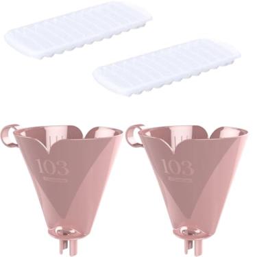 Imagem de Kit com 2 Suporte de Filtro de Café Rosa 103 + 2 Forma de Gelo em Cubos Plástica