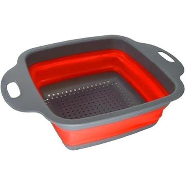 Imagem de Kit 2 Escorredor de Silicone Retrátil Dobrável – Macarrão Legumes Frutas Salada, Encaixa na Pia 24-36cm