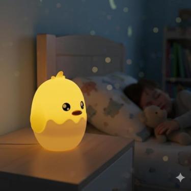 Imagem de Luminária de Mesa Pintinho Fofo LED Bivolt - Abajur Infantil Lúdico e Aconchegante - Design de Páscoa e Bebê - Presente Criativo para Crianças