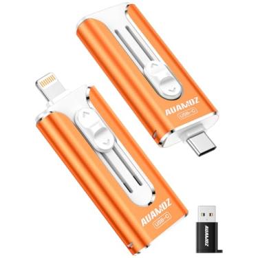 Imagem de AUAMOZ Mini pen drive de interface dupla de 64 GB, USB-C e USB-L, cartão de memória portátil compatível com iPhone 17/16/15/14/13/12/11, iPad, Android e PC, fácil de salvar fotos, vídeos e arquivos