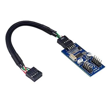 Imagem de ZEZEFUFU Conector de cabo divisor USB de 9 pinos 1 a 2 para placa de extensão USB 2.0 para placa-mãe