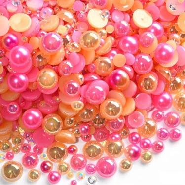 Imagem de 500 peças ABS pérolas semi-redondas e resina flatback strass tamanhos variados kit sortido para fazer joias DIY, arte de unhas, decoração de artesanato (cor 58)