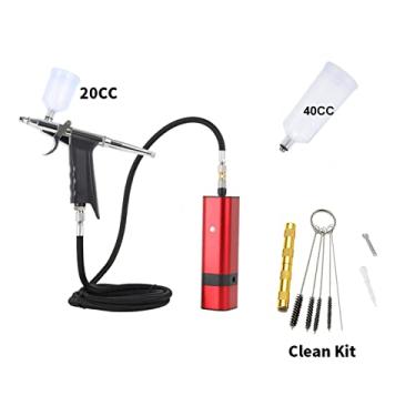 Imagem de Kit de Airbrush Recarregável com Gravidade Gatilho Tipo Pistola de Pulverização para Modelo de Arte Pintura Corporal Artista Maquiagem Nape Tattoos Bolo Ferramentas(TM80S Red L)
