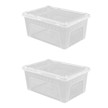 Imagem de 2 peças de plástico lagarto lagarto terrário tarântula escorpião sapo réptil para tanque, incubação dragão branco barbudo, recipiente para incubação de lagartixa para animais de