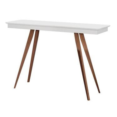 Imagem de Aparador Sala Pés Madeira Retrô e Tampo MDF Branco - Loja Tigo