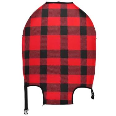 Imagem de Joisal Capa de mala xadrez vermelho preto buffalo, fofo, protetor de bagagem, floral, essencial para férias, manga de mala,, Xadrez de búfalo vermelho e preto, M, Fits 22-24 Inch Case, Capa de mala