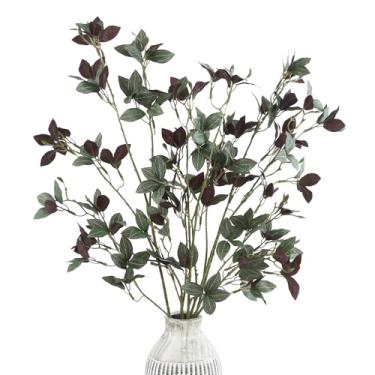 Imagem de DuHouse 6 ramos de vegetação artificial, caules falsos, plantas artificiais para enchimento de vasos, ramos de folhas falsas para decoração de mesa de centro de mesa DIY (verde sálvia)