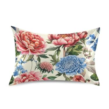 Imagem de Fronhas de travesseiro floral vintage rosa azul floral cetim refrescante king queen capas de travesseiro arte fofa casa fronha de cama tamanho queen 76,2 cm x 50,8 cm