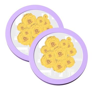 Imagem de YuanQ 2 porta-retratos redondos, moldura vintage em círculo preto, pintura artística, molduras redondas para exibição de mesa e decoração de parede (roxo, 15 cm)