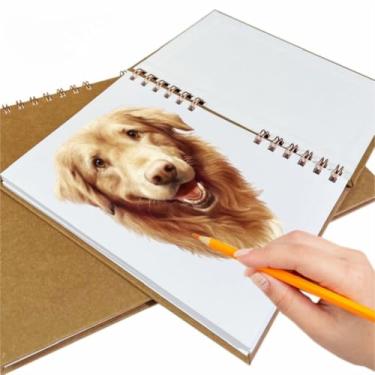 Imagem de Caderno de desenho profissional - Pesado, capa dura com encadernação em espiral, tamanhos A3/A4/A5, adequado para criação artística, pintura, ilustração e projetos criativos (Pequeno 21,8x15,9 cm 40FOLHAS)