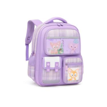 Imagem de Mochila Lilás Escolar Infantil Menina Com Personagens Fofos