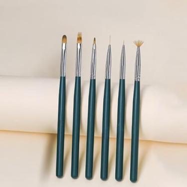 Imagem de Conjunto de 6 pincéis profissionais de arte de unhas, vários formatos de pincéis para creme líquido e pó, ferramentas de maquiagem de detalhes finos para salão de beleza e manicure em casa
