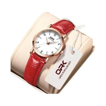 Imagem de Relógio De Pulso Feminino Elegante À Prova d'Água Com Pulseira De Cour