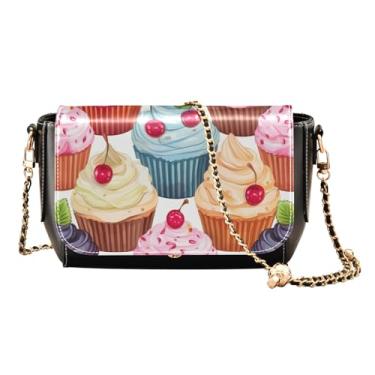 Imagem de Rubber Ducks on Blue Medium Leather Crossbody Bags for Women, Crossbody Bag with Strap, Womens Leather Crossbody Bags, Cupcakes com cobertura em várias cores-2, One Size