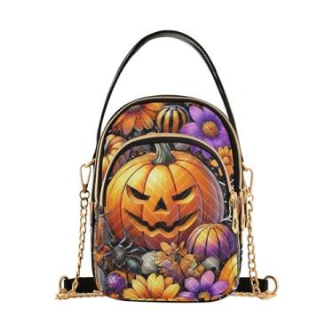 Imagem de TSENQUE Bolsas de ombro com estampa de leopardo, bolsas de ombro femininas e bolsas de mão, Abóboras e teias de aranha de Halloween, One Size
