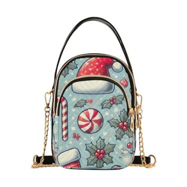 Imagem de TSENQUE 9 bolsas transversais florais tropicais coloridas com zíper para celular bolsas de ombro e bolsas femininas, Feliz Natal, One Size