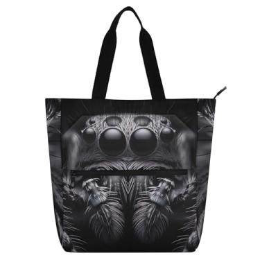 Imagem de GAIGEO Spider Big Eyes Bolsas de trabalho pretas para mulheres, lona, praia, escola, bolsa infantil fofa com compartimentos