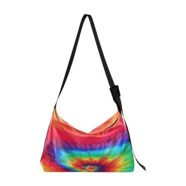 Imagem de GAIGEO Bolsa tiracolo preta e branca Sketch of a Beagle vegana, bolsa tiracolo com alça grossa, bolsa tiracolo masculina de couro, Tie Dye colorido arco-íris, One Size
