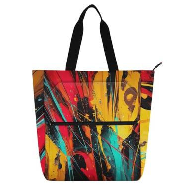 Imagem de GAIGEO Sacola feminina vermelha com salpicos de arte abstrata para trabalho, escola, bolsa para professores, amantes de livros