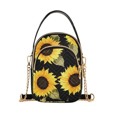 Imagem de Bolsa tiracolo feminina branca floral lavanda para impressão em bolsa tiracolo com zíper, bolsa transversal feminina, Girassol floral - 1, One Size
