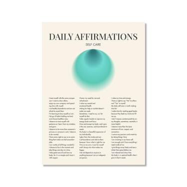 Imagem de Impressão de pôster de arte de parede com citações diárias de afirmação positiva gradiente aura pintura estética impressões de sala de estar decoração de casa (SKU5,11 x 14 pol. = (28 x 35 cm), sem