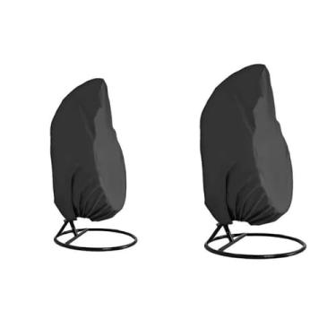 Imagem de SIWOTED Pátio Pendurado Cadeira Capa para cadeira de ovo ao ar livre Capa durável à prova d'água para cadeira de balanço Capa contra poeira preta, tamanho S 115 * 190cm (115x190cm)