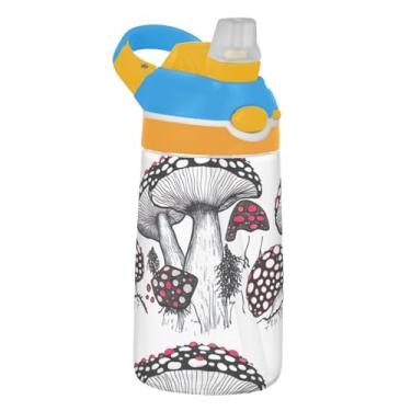 Imagem de Garrafa de água infantil Tritan de 473 ml com tampa de canudo à prova de vazamento, garrafa de água esportiva para escola, copos de viagem portáteis de 473 ml para crianças, alça de transporte