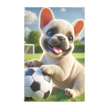 Imagem de Conjunto de toalhas de prato com estampa de animal fofo buldogue, decoração de cozinha, chá, toalha de mão, panos de prato fofos, panos de prato reutilizáveis, absorventes 45 x 71 cm, 1 pacote