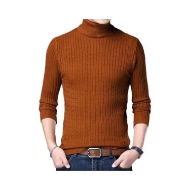Imagem de Suéter Masculino De Inverno Grosso E Quente Com Gola Alta, Pulôver Sli