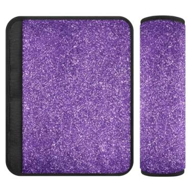 Imagem de Almofada de cinto de segurança macia com padrão de glitter roxo, acolchoada com algodão, capas de alça de carrinho de bebê, almofadas de alça de assento de carro menina