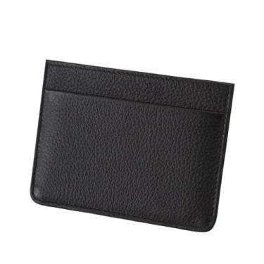 Imagem de Carteira Slim de Couro Sintético, Porta Cartões, Preto, Design Minimalista