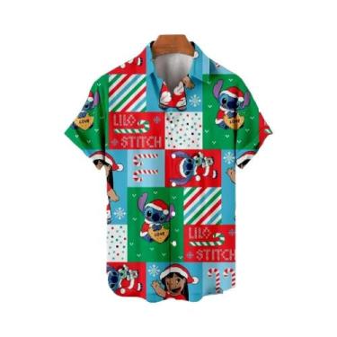 Imagem de 2025 Natal Novo Mickey Anime 3D Impresso Gola Masculina Camisa de Mang