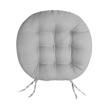 Imagem de Almofada Futon Redonda para Assento de Cadeira 40x40 cm com 9 Furos Almofada de Cadeira Decorativa e Confortável (Cinza)