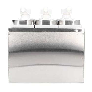 Imagem de GLOGLOW Frasco de Especiarias e Seu Armazenamento Em Aço Inoxidável, Capacidade 1L, 5 Garrafas Com Base, para Bomba Dispensadora de Molho de Cozinha e Restaurante, Nan (3 bombas)