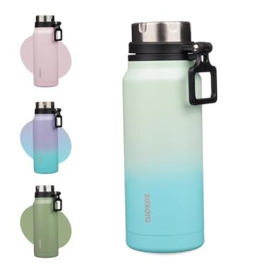 Imagem de BJPKPK Garrafa de água isolada de 946 ml com alça de aço inoxidável livre de BPA, garrafa de água grande reutilizável, menta